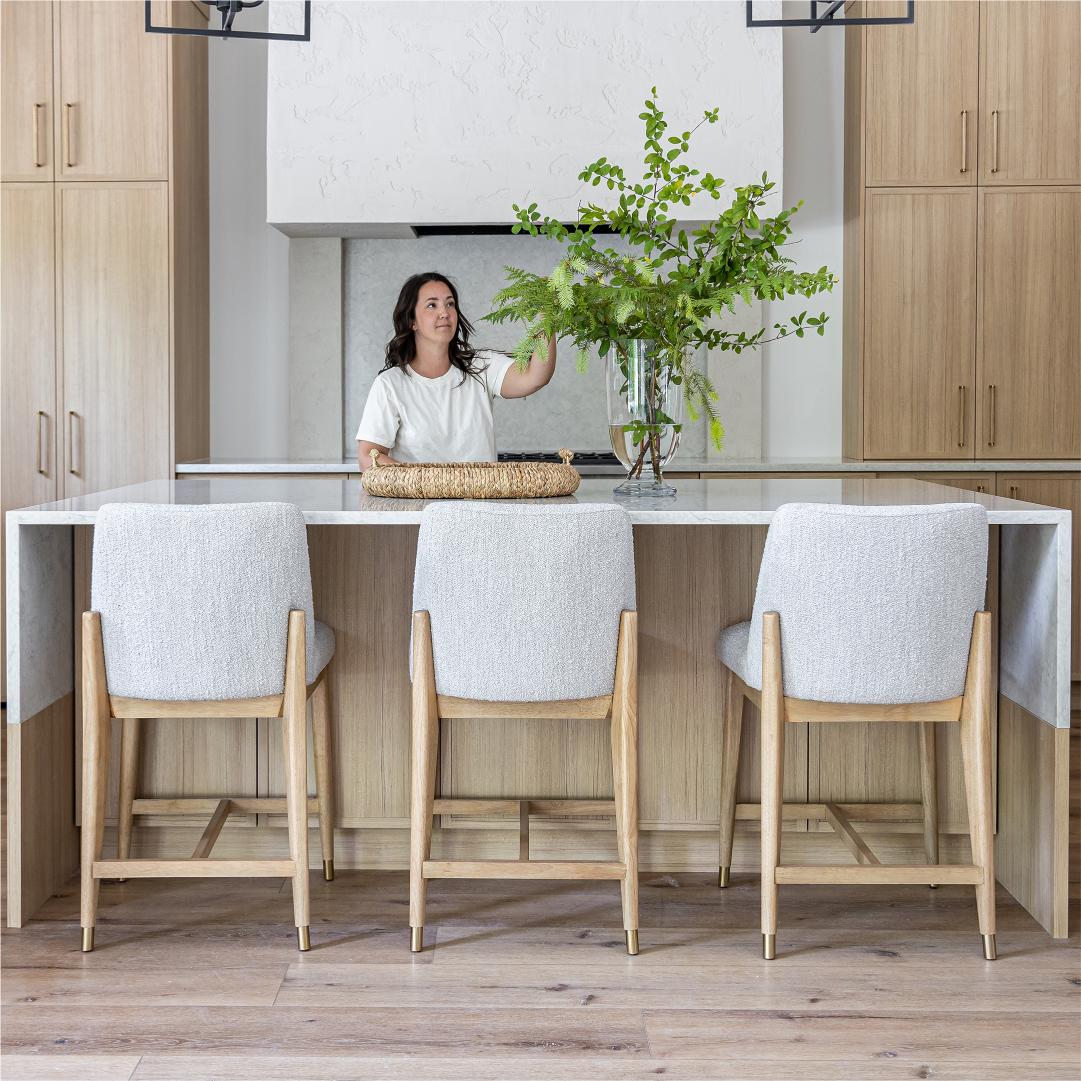 Fawcett Counter Stool - Taupe Boucle - Blonde