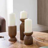 Fawn Pillar Candle Holder (Set of 3) - Smoked Chestnut