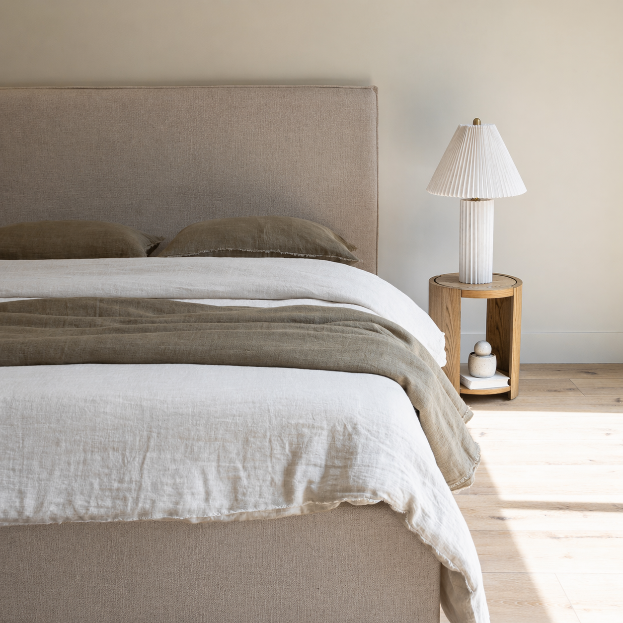 Julia King Storage Bed - Light Fawn