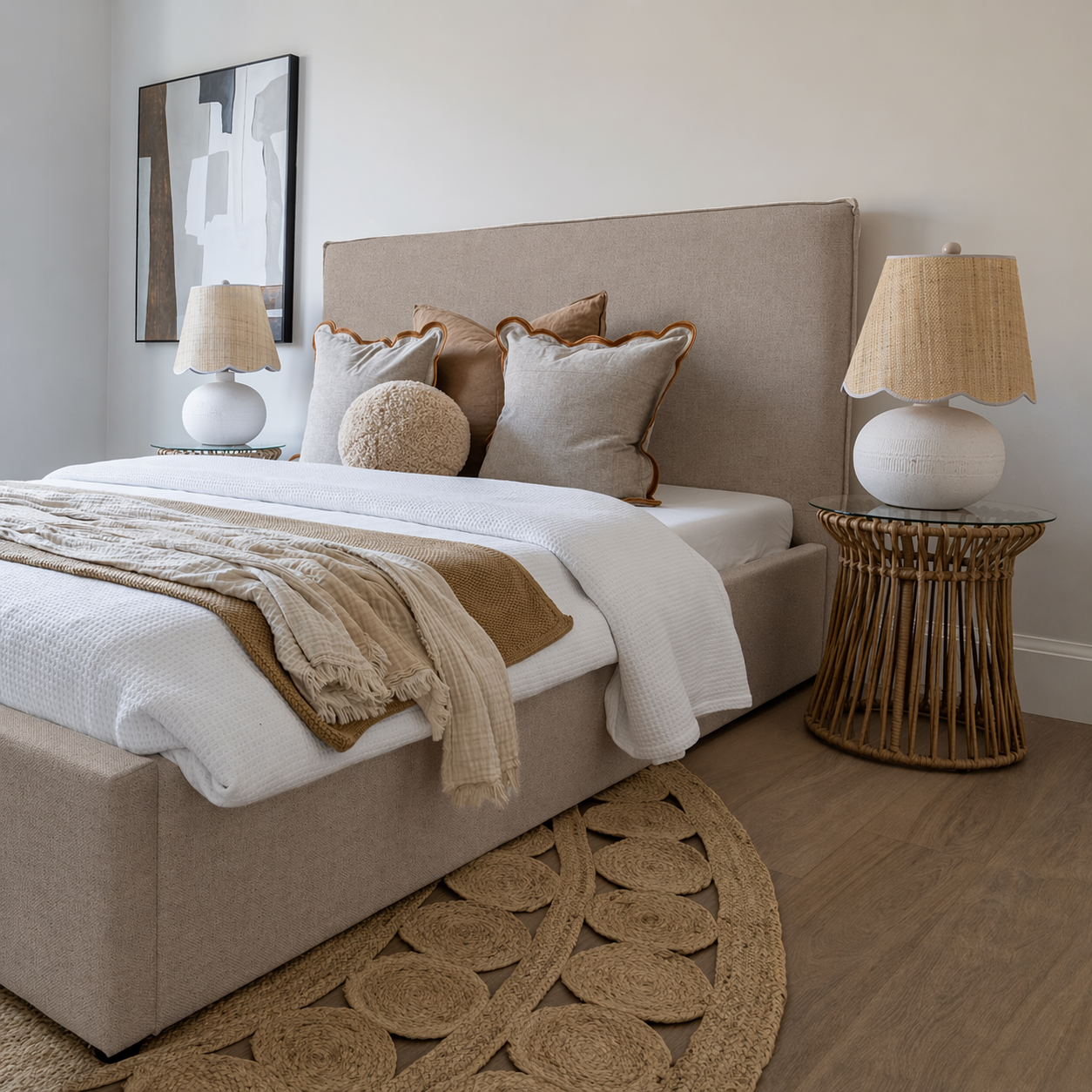 Julia Queen Bed - Light Fawn