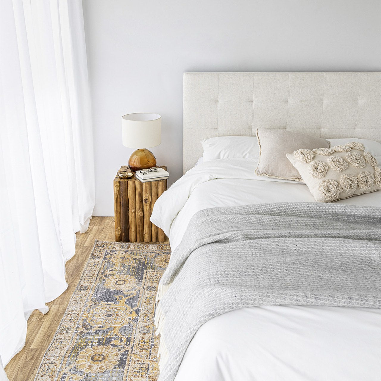 June Double Storage Bed - Cream