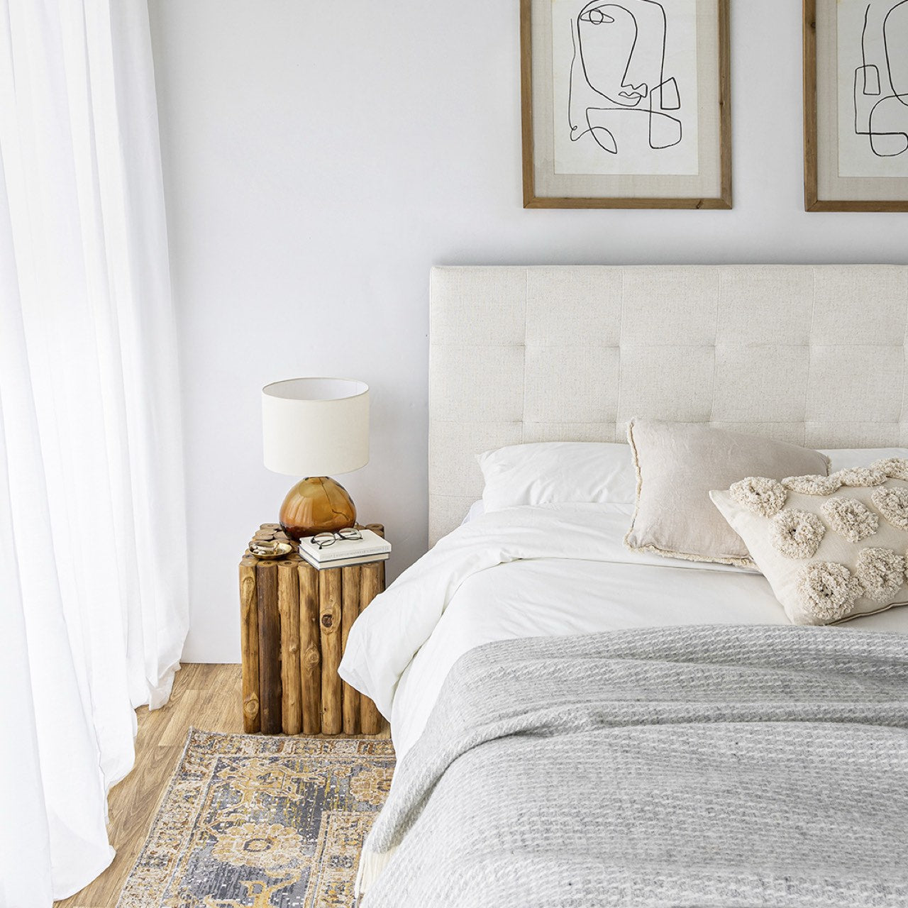 June King Storage Bed - Cream