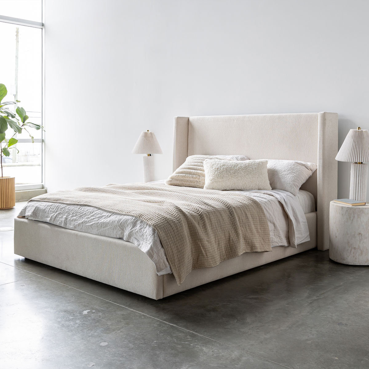 Lourdes Queen Storage Drawer Bed - Cream