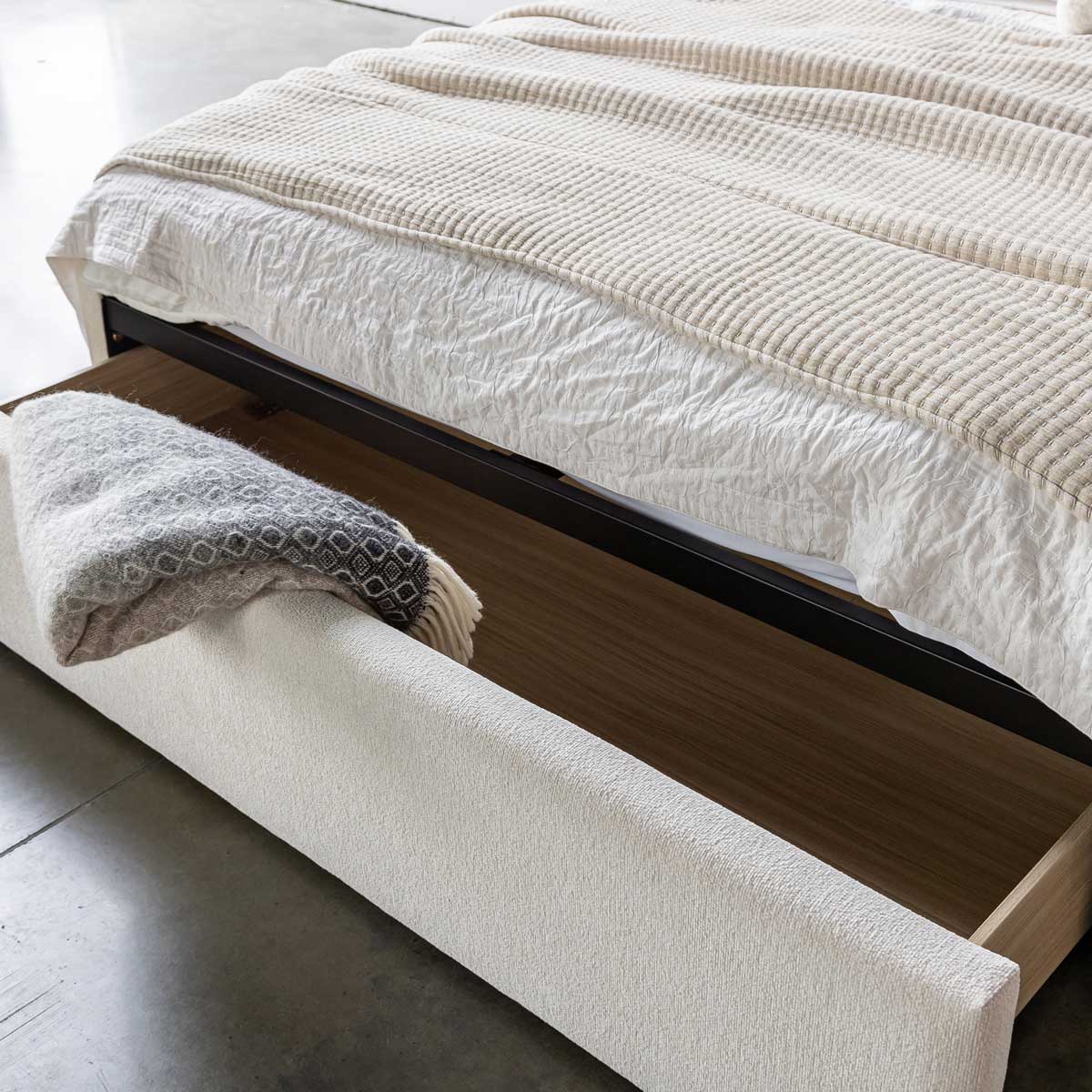 Lourdes Queen Storage Drawer Bed - Cream
