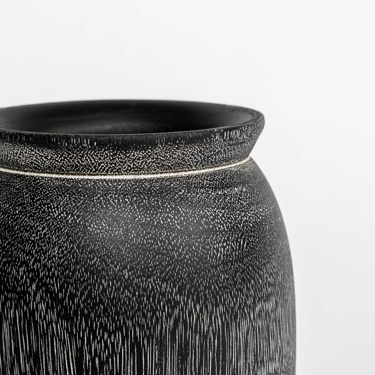 Natura Torino Vase Short - Black Teak